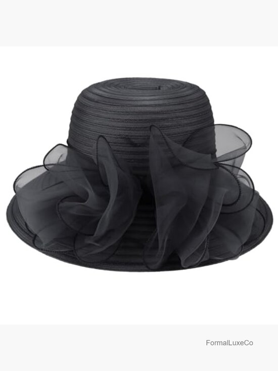 Organza Bowler Cloche Hat with Bowknot for Wedding Church Derby main image 6